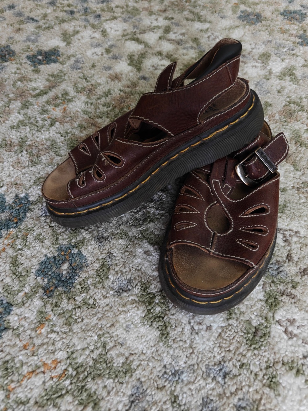 Dr. Martens Brown Leather Platform Cutout Sandals